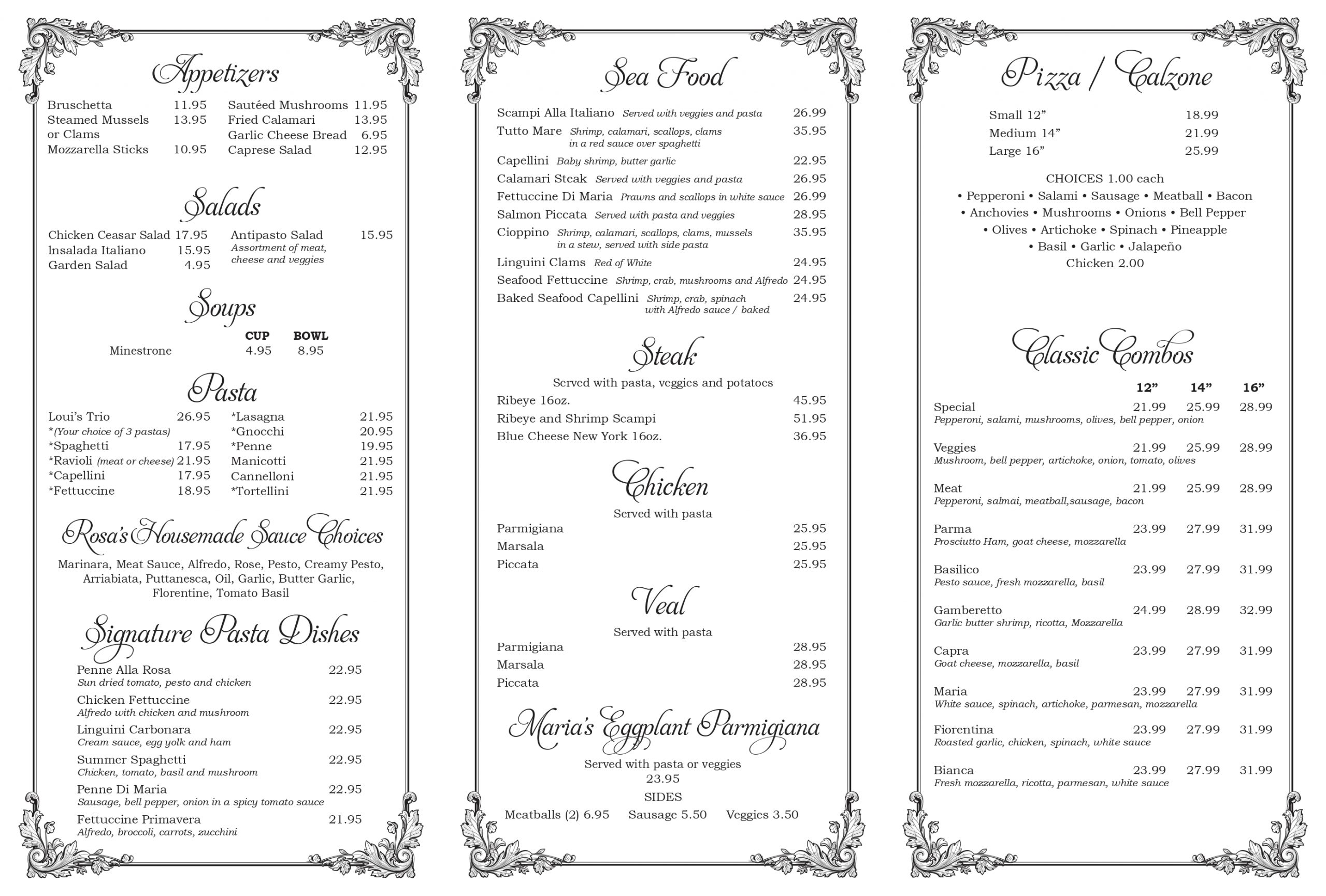 italian restaurante interactive dinner menu in visalia
