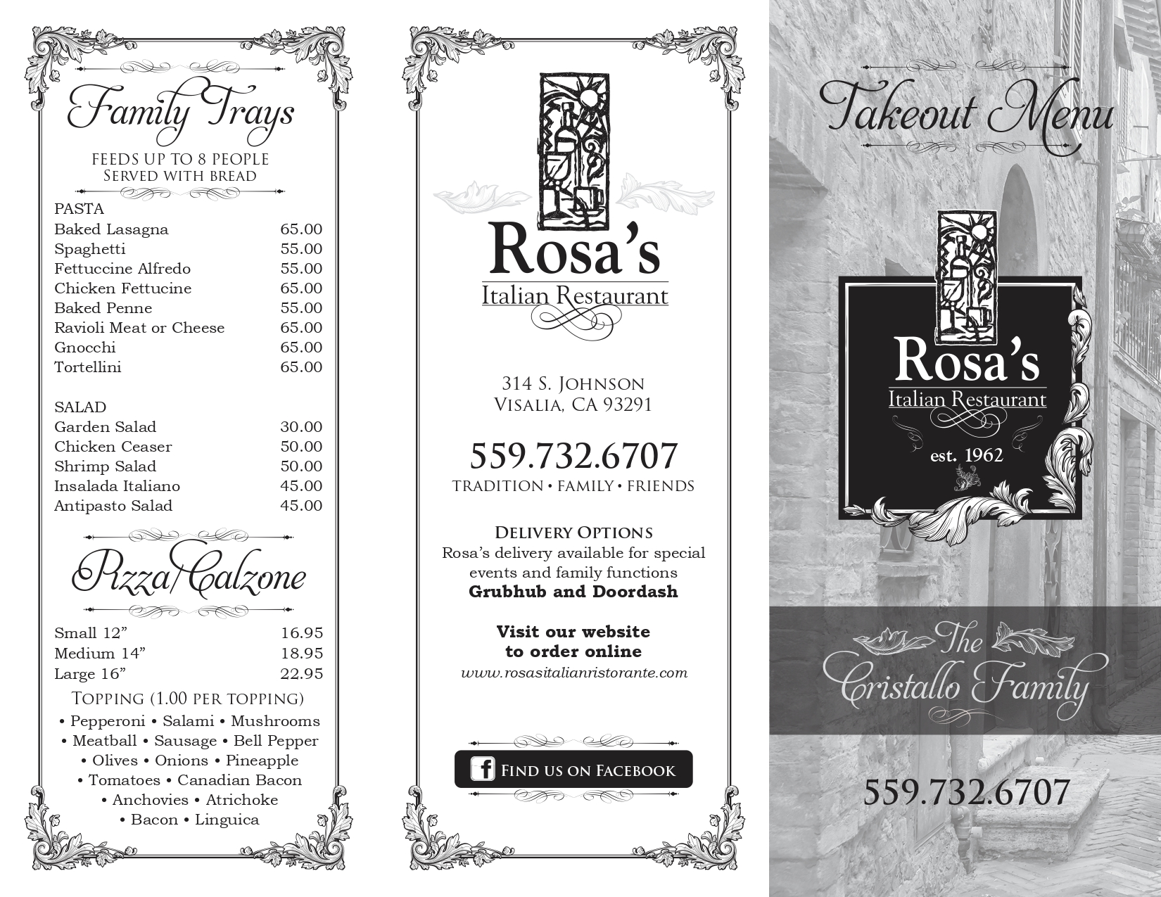 Our Lunch, Dinner and Takout & Delivery Menus 